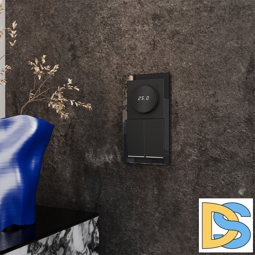 Терморегулятор электронный VOLTUM S70 с индикацией и датчиком, для теплого пола, (черный матовый)