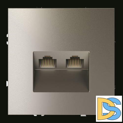 Розетка компьютерная встраиваемая VOLTUM S70 двойная RJ45+RJ45 кат.6, (шелк)