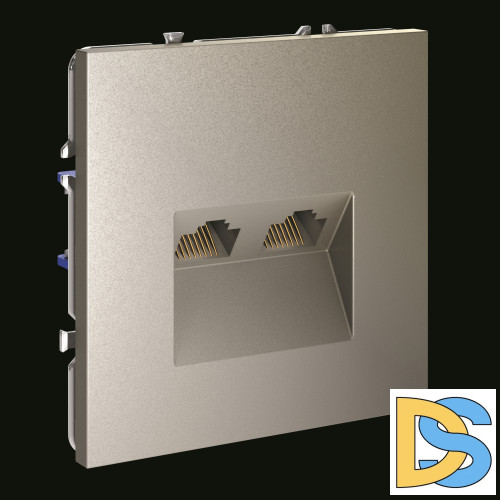 Розетка компьютерная встраиваемая VOLTUM S70 двойная RJ45+RJ45 кат.6, (шелк)