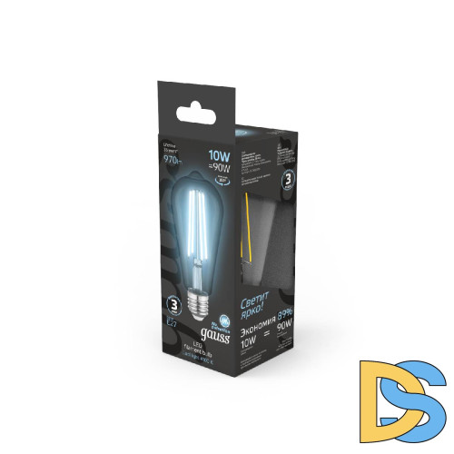 Лампа светодиодная Gauss Filament E27 10W 4100K 157802210