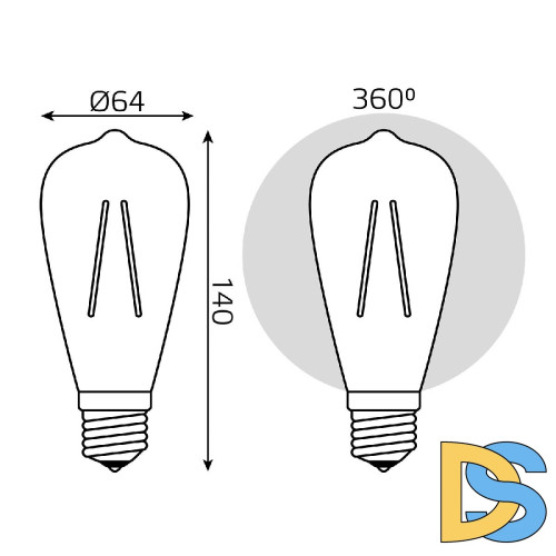 Лампа светодиодная Gauss Filament E27 10W 4100K 157802210