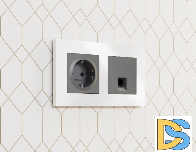 Лицевая панель для компьютерной/телефонной розетки RJ-45/RJ-11 Ambrella Volt Alfa AP6620