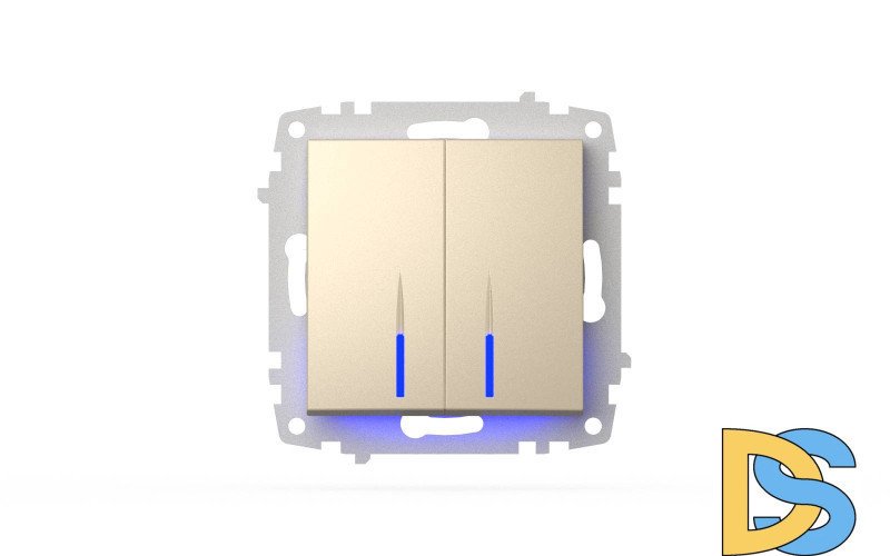 Выключатель двухклавишный с подсветкой ELBI Zena Vega 609-012500-203