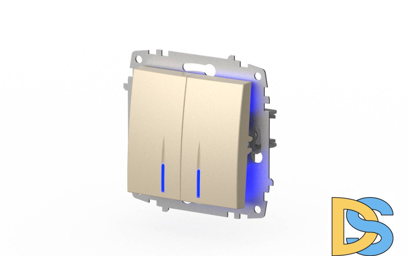 Выключатель двухклавишный с подсветкой ELBI Zena Vega 609-012500-203