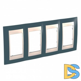 Рамка 4-ая (четверная), Серо-зеленый/Бежевый, серия Unica, Schneider Electric