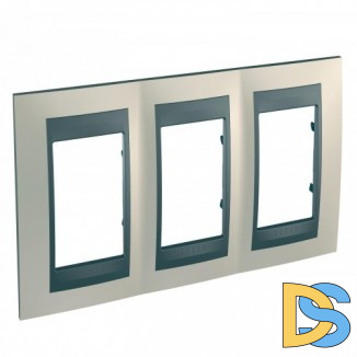 Рамка 3-ая (тройная), Опал/Графит (металл), серия UNICA TOP/CLASS, Schneider Electric
