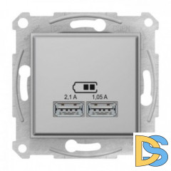 Розетка USB 2-ая (для подзарядки), Алюминий, серия Sedna, Schneider Electric