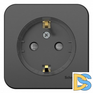Розетка с/з со шторками,(тонкая) 16А, 250В, изолир пластина Schneider Blanca Антрацит