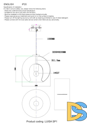 Подвесной светильник Crystal Lux LUISA SP1 BRASS/TRANSPARENT