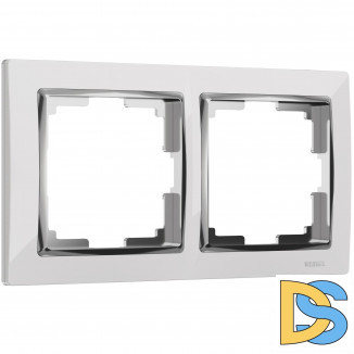 Рамка на 2 поста (белый/хром) W0021901