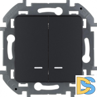 Выключатель Legrand Inspiria 2-кл с подсветкой антрацит , 673633
