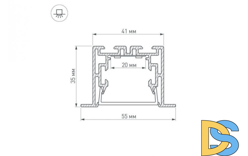 Профиль с экраном Arlight S2-LINIA55-F-2500 ANOD+OPAL 021176