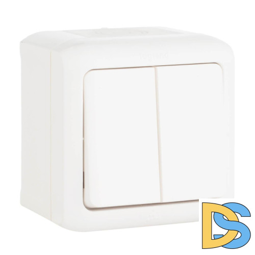 Выключатель двухклавишный Legrand Quteo 10A 250V IP44 белый 782302