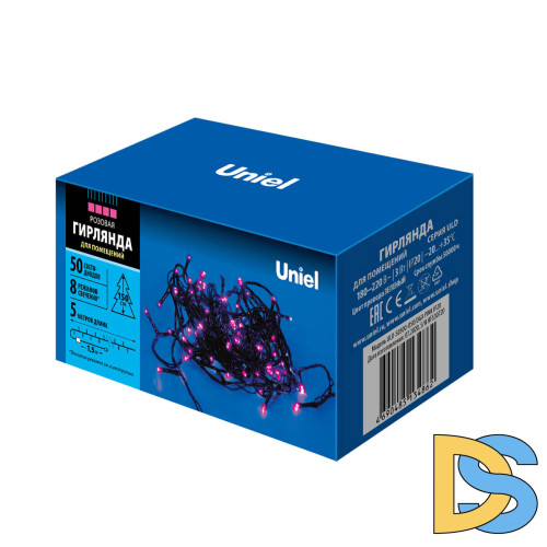Светодиодная гирлянда Uniel 220V розовый ULD-S1000-100/DGA Pink IP20 UL-00008406