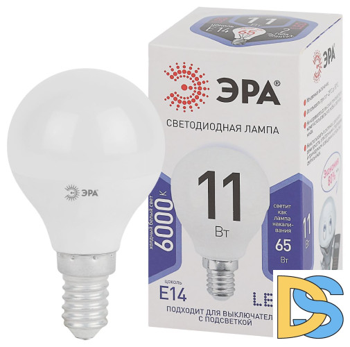 Лампа светодиодная Эра E14 11W 6000K LED P45-11W-860-E14 Б0032990