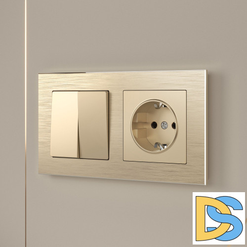 Розетка с заземлением и шторками Werkel (шампань) W1171111