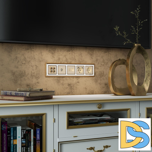 Розетка с заземлением и шторками Werkel (шампань) W1171111