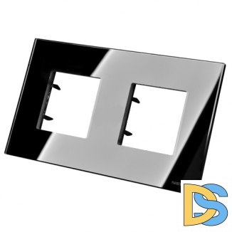 Рамка 2 поста (4 модуля) ABB Zenit Черное стекло