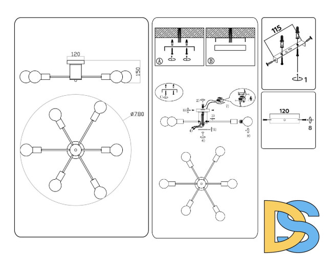 Потолочная люстра Ambrella Light Loft TR80401