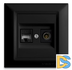 Розетка для сетевого кабеля LAN + TV черная Vesta-Electric Roma Black
