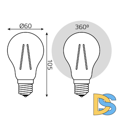 Лампа светодиодная Gauss Filament E27 18W 4100K 102902218