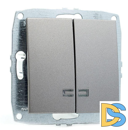 Выключатель двухклавишный с подсветкой Mono Electric Despina-Larissa 10А 250В антрацит 500-002425-103