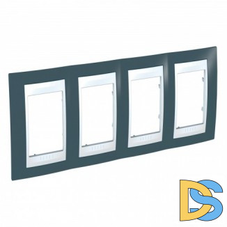 Рамка 4-ая (четверная), Серо-зеленый/Белый, серия Unica, Schneider Electric
