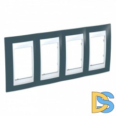 Рамка 4-ая (четверная), Серо-зеленый/Белый, серия Unica, Schneider Electric