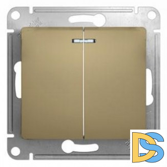 Выключатель 2-клавишный, с подсветкой, Титан, серия Glossa, Schneider Electric