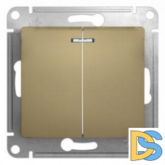 Выключатель 2-клавишный, с подсветкой, Титан, серия Glossa, Schneider Electric