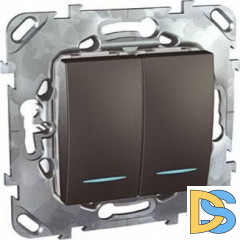 Выключатель 2-клавишный, с подсветкой, Графит, серия UNICA TOP/CLASS, Schneider Electric