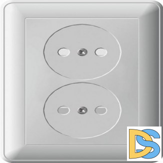 Розетка 2-ая электрическая без заземления, Матовый хром, серия Wessen 59, Schneider Electric