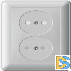 Розетка 2-ая электрическая без заземления, Матовый хром, серия Wessen 59, Schneider Electric