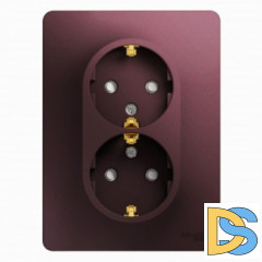 Розетка 2-ая электрическая с заземлением с защитными шторками, Баклажановый, серия Glossa, Schneider Electric