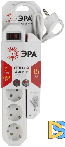 Сетевой фильтр Эра USF-5es-1.5m-W Б0019031