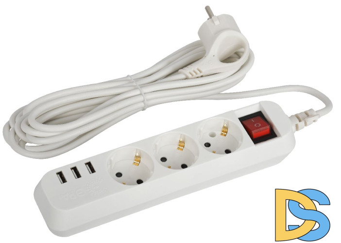 Удлинитель электрический Эра U-3es-5m-USB Б0052902