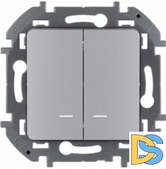 Выключатель Legrand Inspiria 2-кл с подсветкой алюминий , 673632