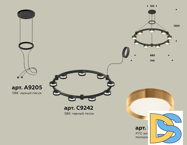 Подвесная люстра Ambrella Light Traditional (A9205, C9242, N8124) XR92051802