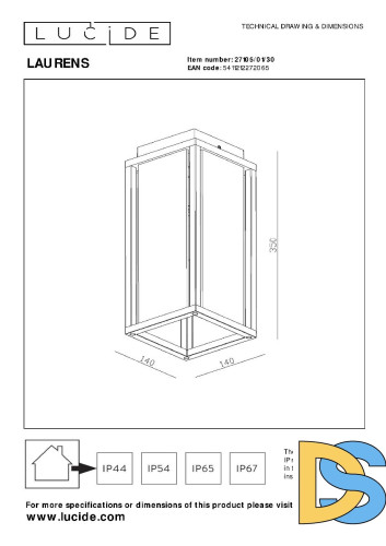 Уличный потолочный светильник Lucide Laurens 27105/01/30