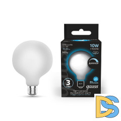 Лампа светодиодная филаментная диммируемая Gauss E27 10W 4100К матовая 187202210-D