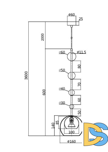 Подвесной светильник Maytoni Ros MOD227PL-01BS