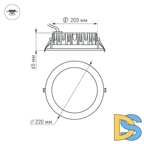Встраиваемый светодиодный светильник Arlight LTD-220WH-Frost-30W Warm White 021070