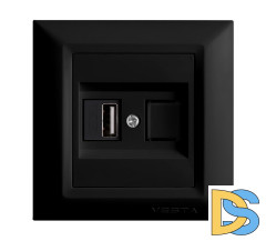 Розетка USB черная матовая Vesta-Electric Roma Black