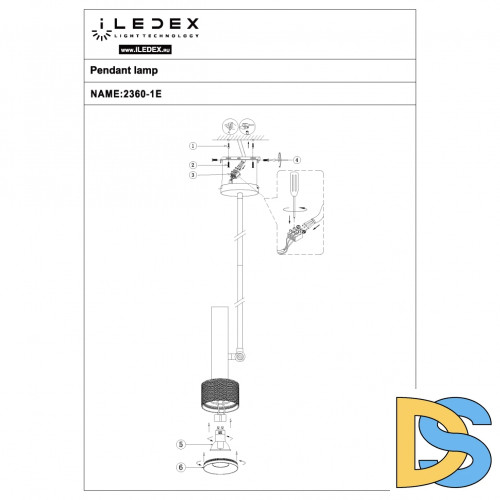 Подвесной светильник iLedex Delta 2361-1 BK+GRP