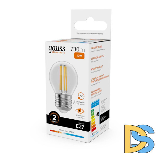 Лампа светодиодная Gauss Filament Elementary E27 12W 2700K 52212