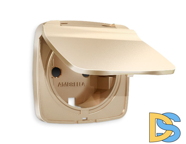 Лицевая панель для розетки с/з со шторками и крышкой Ambrella Volt Omega OP6080