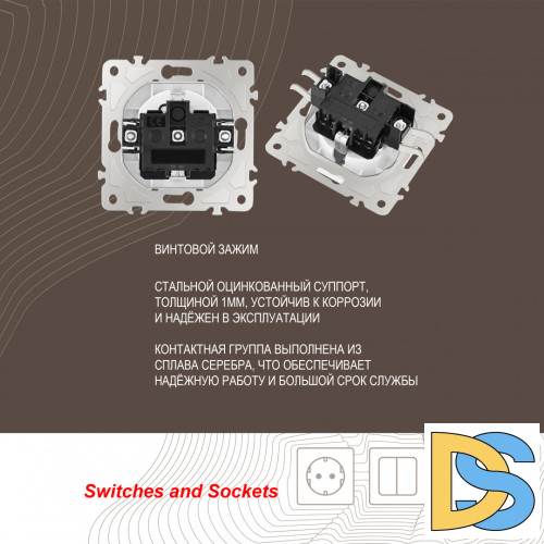 Розетка с заземлением и шторками Arte Milano 206.40-1.white