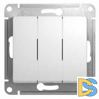 Выключатель 3-клавишный, Белый, серия Glossa, Schneider Electric