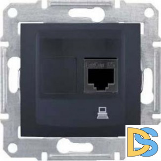 Розетка компьютерная 1-ая кат.5е, RJ-45 (интернет), Графит, серия Sedna, Schneider Electric