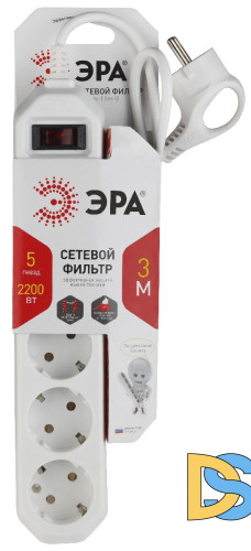 Сетевой фильтр Эра USF-5es-3m-W Б0019033